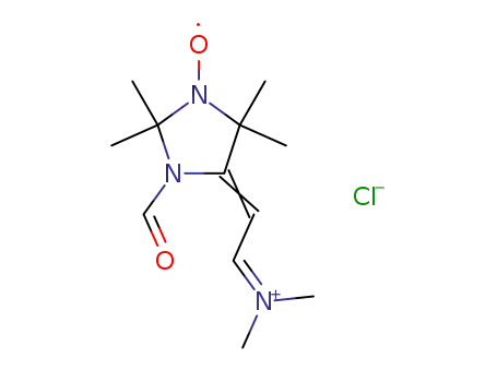Molecular Structure of 119552-86-2 (4-(2-N,N-dimethyliminethyliden)-2,2,5,5-tetramethyl-3-formylimidazolidine-1-oxyl chloride)