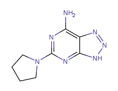 Molecular Structure of 92335-64-3 (5-(pyrrolidin-1-yl)-7aH-[1,2,3]triazolo[4,5-d]pyrimidin-7-amine)