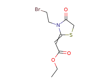 Molecular Structure of 92503-35-0 (ETHYL (2Z)-[3-(2-BROMOETHYL)-4-OXO-1,3-THIAZOLIDIN-2-YLIDENE]ACETATE)
