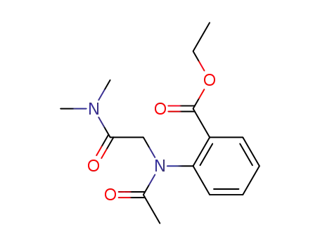 Molecular Structure of 92648-99-2 (ANTHRANILIC ACID, N-ACETYL-N-(DIMETHYLCARBAMOYLMETHYL)-, ETHYL ESTER)