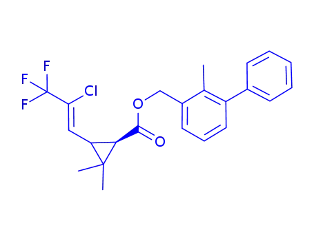 Molecular Structure of 107497-60-9 ((2-methylbiphenyl-3-yl)methyl (1R,3R)-3-[(1Z)-2-chloro-3,3,3-trifluoroprop-1-en-1-yl]-2,2-dimethylcyclopropanecarboxylate)