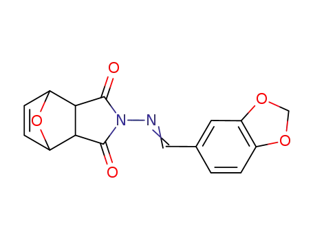 2-(((1E)-1,3-benzodioxol-5-ylmethylene)amino)-3a,4,7,7a-tetrahydro-1H-4,7-epoxyisoindole-1,3-dione