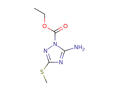 Molecular Structure of 92945-32-9 (1H-1,2,4-Triazole-1-carboxylicacid,5-amino-3-(methylthio)-,ethylester(9CI))