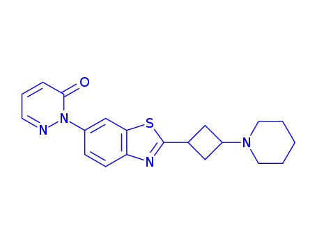 Molecular Structure of 929608-13-9 (2-(2-(cis-3-(Piperidin-1-yl)cyclobutyl)benzothiazol-6-yl)pyridazin-3(2H)-one)