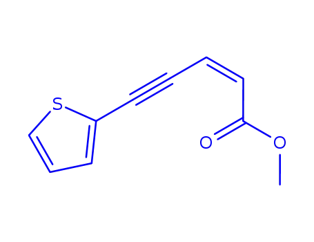 Molecular Structure of 90920-85-7 (methyl (2E)-5-thiophen-2-ylpent-2-en-4-ynoate)