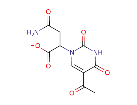 Molecular Structure of 90841-09-1 (2-(5-acetyl-2,4-dioxo-3,4-dihydropyrimidin-1(2H)-yl)-4-amino-4-oxobutanoic acid)