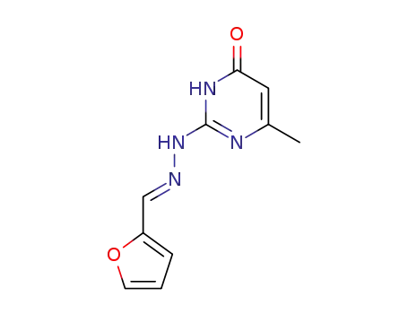 Molecular Structure of 90916-79-3 (2-[(2E)-2-(furan-2-ylmethylidene)hydrazinyl]-6-methylpyrimidin-4(1H)-one)