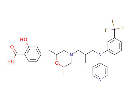 Molecular Structure of 21937-03-1 (2-hydroxybenzoic acid - N-[3-(2,6-dimethylmorpholin-4-yl)-2-methylpropyl]-N-[3-(trifluoromethyl)phenyl]pyridin-4-amine (1:1))