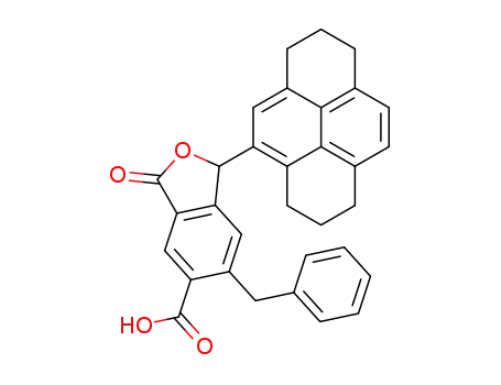 Molecular Structure of 96581-73-6 (6-benzyl-1-(1,2,3,6,7,8-hexahydro-pyren-4-yl)-3-oxo-1,3-dihydro-isobenzofuran-5-carboxylic acid)