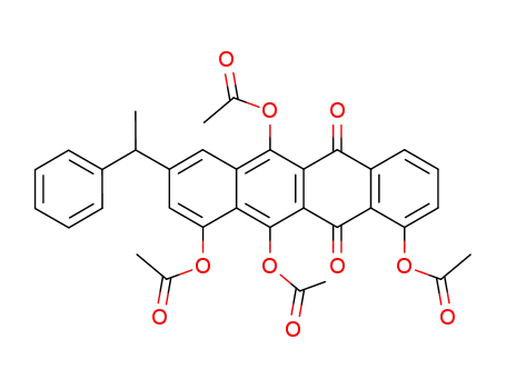 Molecular Structure of 21127-34-4 (1,6,10,11-Tetrakis(acetyloxy)-8-(1-phenylethyl)-5,12-naphthacenedione)