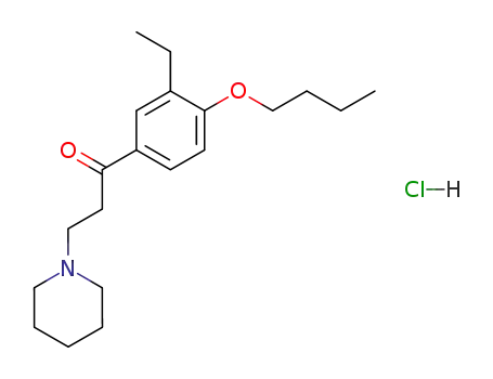 Molecular Structure of 26860-29-7 (1-(4-butoxy-3-ethylphenyl)-3-(piperidin-1-yl)propan-1-one hydrochloride (1:1))