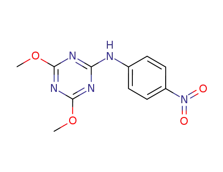 Molecular Structure of 30358-05-5 (4,6-dimethoxy-N-(4-nitrophenyl)-1,3,5-triazin-2-amine)