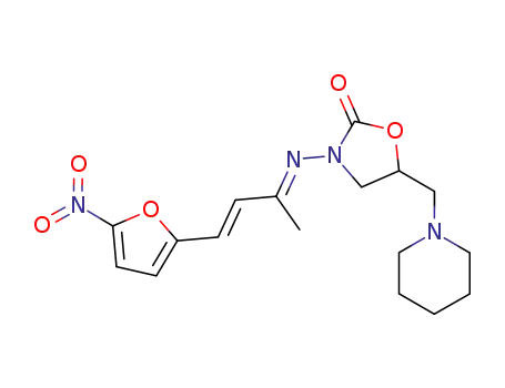 Molecular Structure of 93437-95-7 (3-[[(E)-4-(5-nitro-2-furyl)but-3-en-2-ylidene]amino]-5-(1-piperidylmet hyl)oxazolidin-2-one)