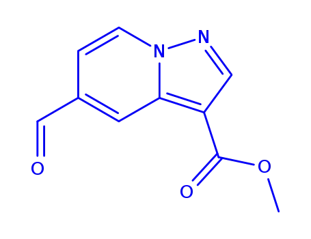 Molecular Structure of 936637-97-7 (Methyl 5-formylpyrazolo[1,5-a]pyridine-3-carboxylate)