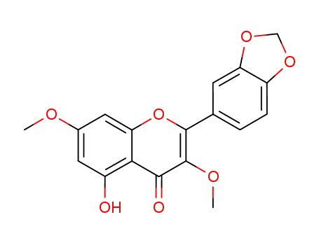 Molecular Structure of 93655-95-9 (2-(1,3-Benzodioxol-5-yl)-5-hydroxy-3,7-dimethoxy-4H-chromen-4-one)