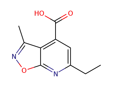 Molecular Structure of 937691-36-6 (6-Ethyl-3-methyl-isoxazolo[5,4-b]pyridine-4-carboxylic acid)