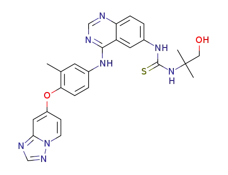 Molecular Structure of 1429755-58-7 (1-(4-((4-([1,2,4]triazolo[1,5-α]pyridin-7-yloxy)-3-methylphenyl)amino)quinazolin-6-yl)-3-(1-hydroxy-2-methylpropan-2-yl)thiourea)