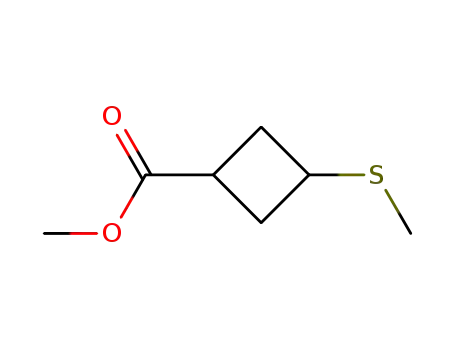 Molecular Structure of 344750-31-8 (Cyclobutanecarboxylic acid, 3-(methylthio)-, methyl ester (9CI))