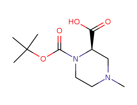 Molecular Structure of 363192-62-5 ((2R)-1-(tert-butoxycarbonyl)-4-methylpiperazine-2-carboxylic acid)