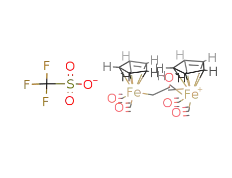 Molecular Structure of 111582-14-0 ({(η5-Cp)iron(carbonyl)2CH2C(OH)(carbonyl)2iron(η-Cp)}(TfO))