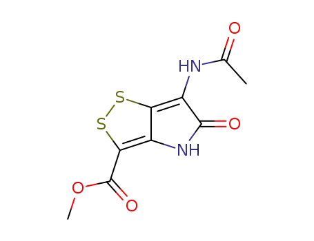 Molecular Structure of 62698-47-9 (1,2-Dithiolo[4,3-b]pyrrole-3-carboxylic acid,
6-(acetylamino)-4,5-dihydro-5-oxo-, methyl ester)