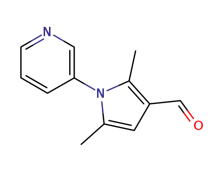 Molecular Structure of 35711-47-8 (2,5-DIMETHYL-1-PYRIDIN-3-YL-1H-PYRROLE-3-CARBALDEHYDE)