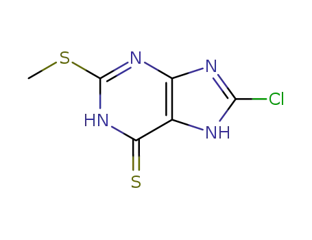 Molecular Structure of 5453-09-8 (8-chloro-2-(methylsulfanyl)-5,9-dihydro-6H-purine-6-thione)
