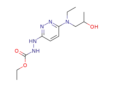 Molecular Structure of 64241-34-5 (HYDRAZINECARBOXYLIC ACID, 2-[6-[ETHYL(2-HYDROXYPROPYL)AMINO]-3-PYRIDAZINYL]-, ETHYL ESTER)