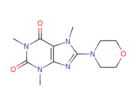 Molecular Structure of 5436-38-4 (1,3,7-trimethyl-8-(morpholin-4-yl)-3,7-dihydro-1H-purine-2,6-dione)