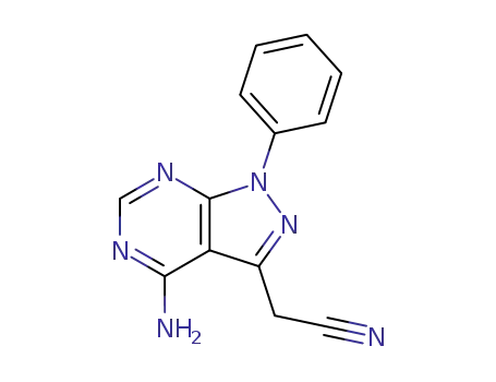 Molecular Structure of 5466-71-7 (2-(5-amino-9-phenyl-2,4,8,9-tetrazabicyclo[4.3.0]nona-1,3,5,7-tetraen- 7-yl)acetonitrile)