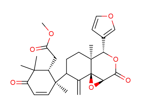 Molecular Structure of 6488-63-7 ((1R,2R)-2-[(1aS,8aS)-4β-(3-Furyl)-octahydro-4aβ-methyl-8-methylene-2-oxooxireno[d][2]benzopyran-7α-yl]-2,6,6-trimethyl-5-oxo-3-cyclohexene-1-acetic acid methyl ester)