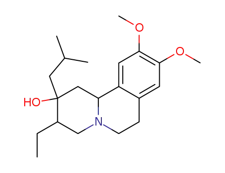 Molecular Structure of 58261-35-1 (3-Ethyl-1,3,4,6,7,11b-hexahydro-9,10-dimethoxy-2-(2-methylpropyl)-2H-benzo[a]quinolizin-2-ol)