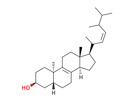 Molecular Structure of 6673-68-3 ((3beta,5alpha,22E)-ergosta-8,22-dien-3-ol)