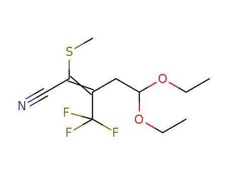 Molecular Structure of 858421-09-7 (5,5-diethoxy-2-methylsulfanyl-3-trifluoromethyl-pent-2-ene-nitrile)