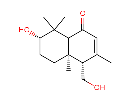 Molecular Structure of 74635-90-8 ((4S,4aR,7S,8aR)-7-hydroxy-4-(hydroxymethyl)-3,4a,8,8-tetramethyl-4a,5,6,7,8,8a-hexahydronaphthalen-1(4H)-one)