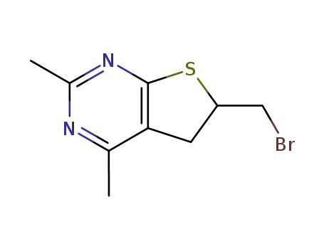 Molecular Structure of 81401-31-2 (6-(BROMOMETHYL)-2,4-DIMETHYL-5,6-DIHYDROTHIENO[2,3-D]PYRIMIDINE)