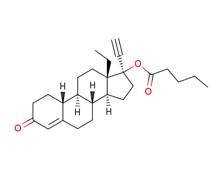 Molecular Structure of 86679-34-7 ((8R,9S,10R,13S,14S,17R)-13-ethyl-17-ethynyl-3-oxo-2,3,6,7,8,9,10,11,12,13,14,15,16,17-tetradecahydro-1H-cyclopenta[a]phenanthren-17-yl pentanoate (non-preferred name))