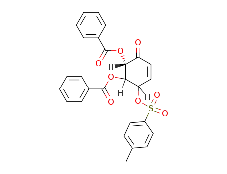 Molecular Structure of 72263-11-7 (3-{[(4-methylphenyl)sulfonyl]oxy}-6-oxocyclohex-4-ene-1,2-diyl dibenzoate)