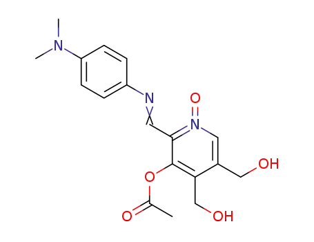 Molecular Structure of 93996-25-9 (3-(acetyloxy)-2-[(E)-{[4-(dimethylamino)phenyl]imino}methyl]-4,5-bis(hydroxymethyl)-1-oxo-1,2-dihydropyridinium)
