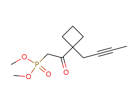 Molecular Structure of 89056-41-7 (Phosphonic acid, [2-[1-(2-butynyl)cyclobutyl]-2-oxoethyl]-, dimethyl ester)