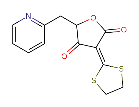 Molecular Structure of 723744-80-7 (2,4(3H,5H)-Furandione,
3-(1,3-dithiolan-2-ylidene)-5-(2-pyridinylmethyl)-)