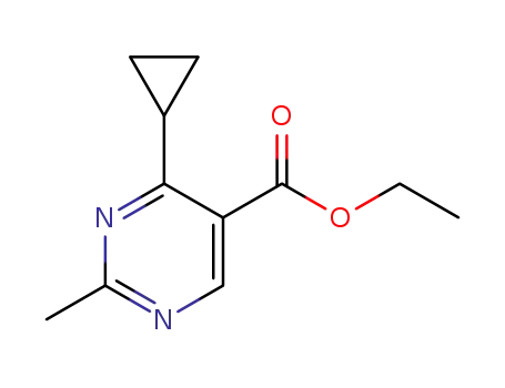 Molecular Structure of 887410-59-5 (ethyl 4-cyclopropyl-2-methyl-pyrimidine-5-carboxylate)
