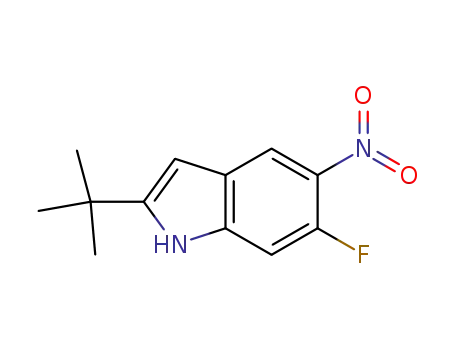 Molecular Structure of 952664-72-1 (2-tert-butyl-6-fluoro-5-nitro-1H-indole)