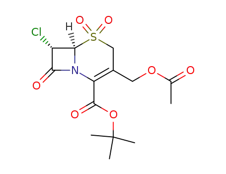 Molecular Structure of 95672-01-8 (3-acetoxymethyl-7-chloro-3-cephem-4-carboxylate-1,1-dioxide tert-butylester)