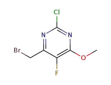 Molecular Structure of 1192495-27-4 (4-(bromomethyl)-2-chloro-5-fluoro-6-methoxypyrimidine)