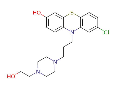 Molecular Structure of 52174-38-6 (10H-Phenothiazin-3-ol,
8-chloro-10-[3-[4-(2-hydroxyethyl)-1-piperazinyl]propyl]-)
