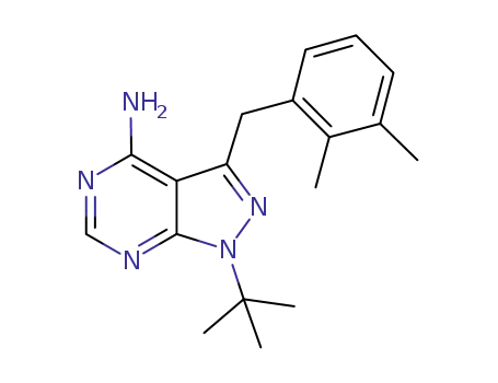 Molecular Structure of 956026-24-7 (4-Amino-1-tert-butyl-3-(2,3-dimethylbenzyl)pyrazolo[3,4-d]pyrimidine)