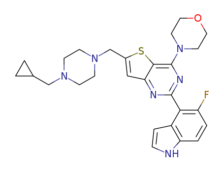 PI-3065;6-((4-(cyclopropylmethyl)piperazin-1-yl)methyl)-2-(5-fluoro-1H-indol-4-yl)-4-morpholinothieno[3,2-d]pyrimidine