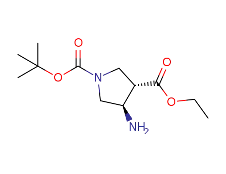 Molecular Structure of 955422-25-0 ((3S,4R)-4-Amino-1,3-pyrrolidinedicarboxylic acid 1-(1,1-dimethylethyl) 3-ethyl ester)