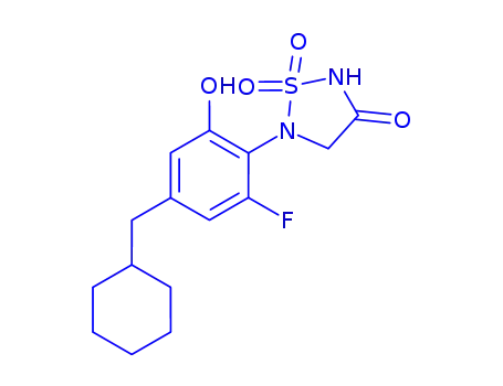 Molecular Structure of 941607-78-9 (5-[4-(Cyclohexylmethyl)-2-fluoro-6-hydroxyphenyl]-1,2,5-thiadiazolidin-3-one 1,1-dioxide)
